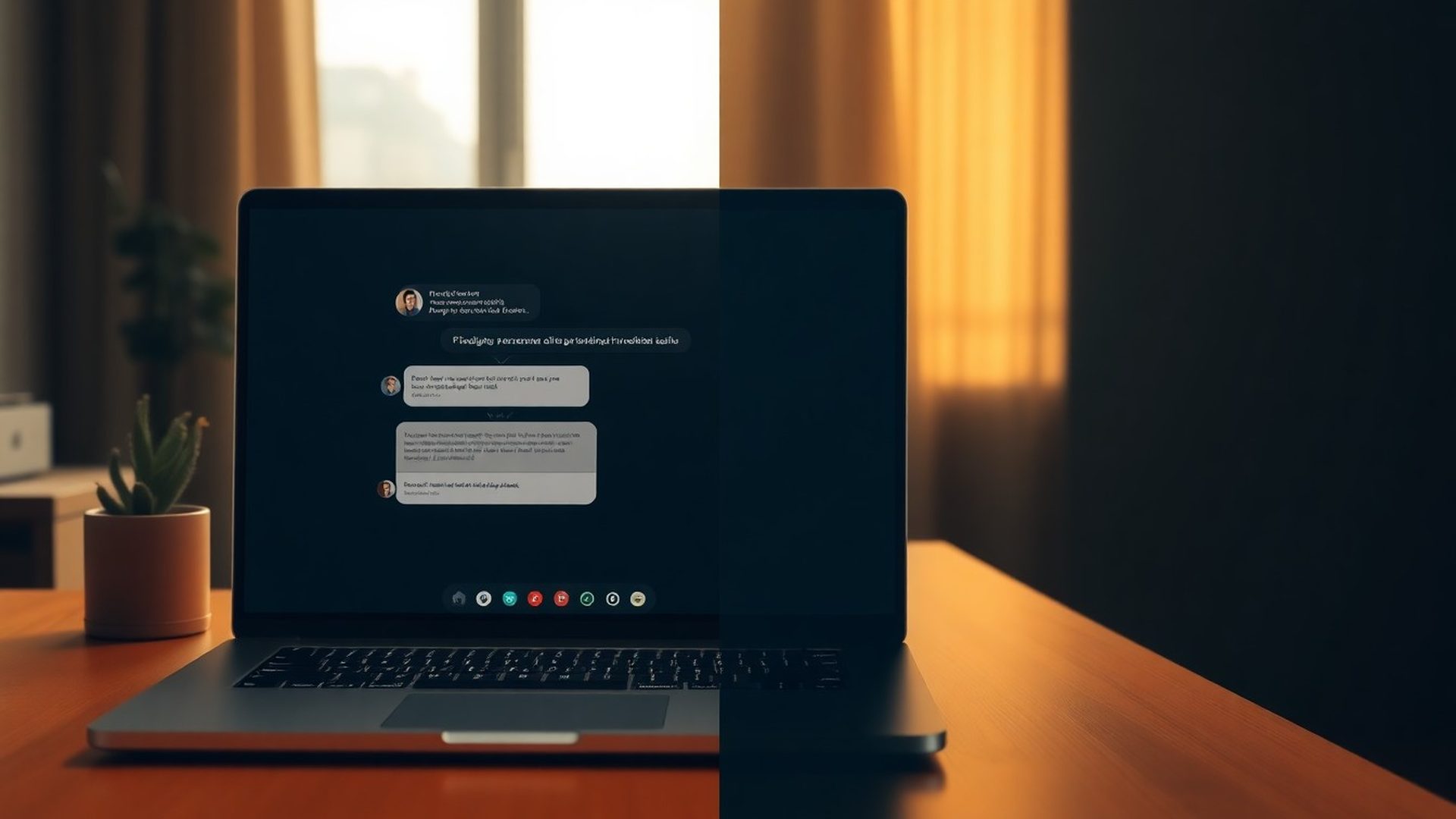 Fereastră de chatbot pe un laptop într-un birou din Cluj-Napoca